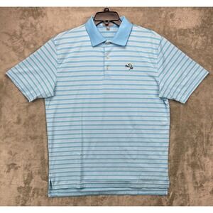 Peter‎ Millar Summer Comfort Performance Polo Shirt Sz L Blue Striped Bay Hill